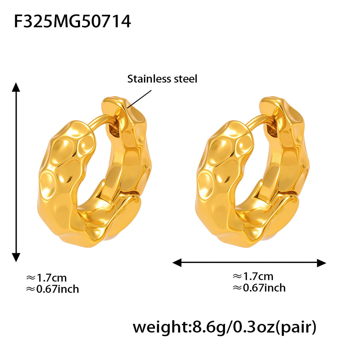 D관 - 18K 도금 펀칭 원형 스테인리스 스틸 귀걸이 [F278-F325] 25.07-3