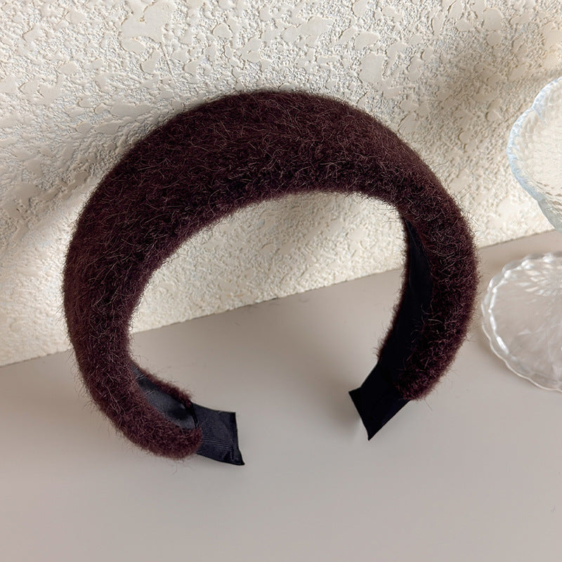 E관 - 퍼 털실 소재 볼륨 와이드 머리띠 [27710] 25.11-3