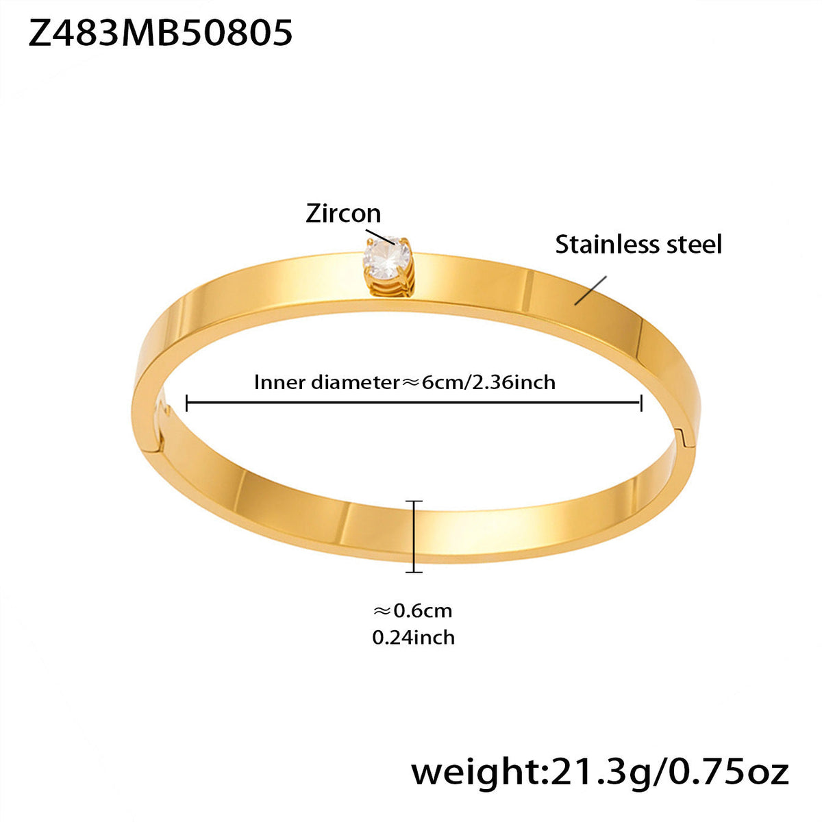 D관 - 스테인리스 스틸 대나무 마디 디자인 풀큐빅 버클 팔찌 [Z480] 25.08-3
