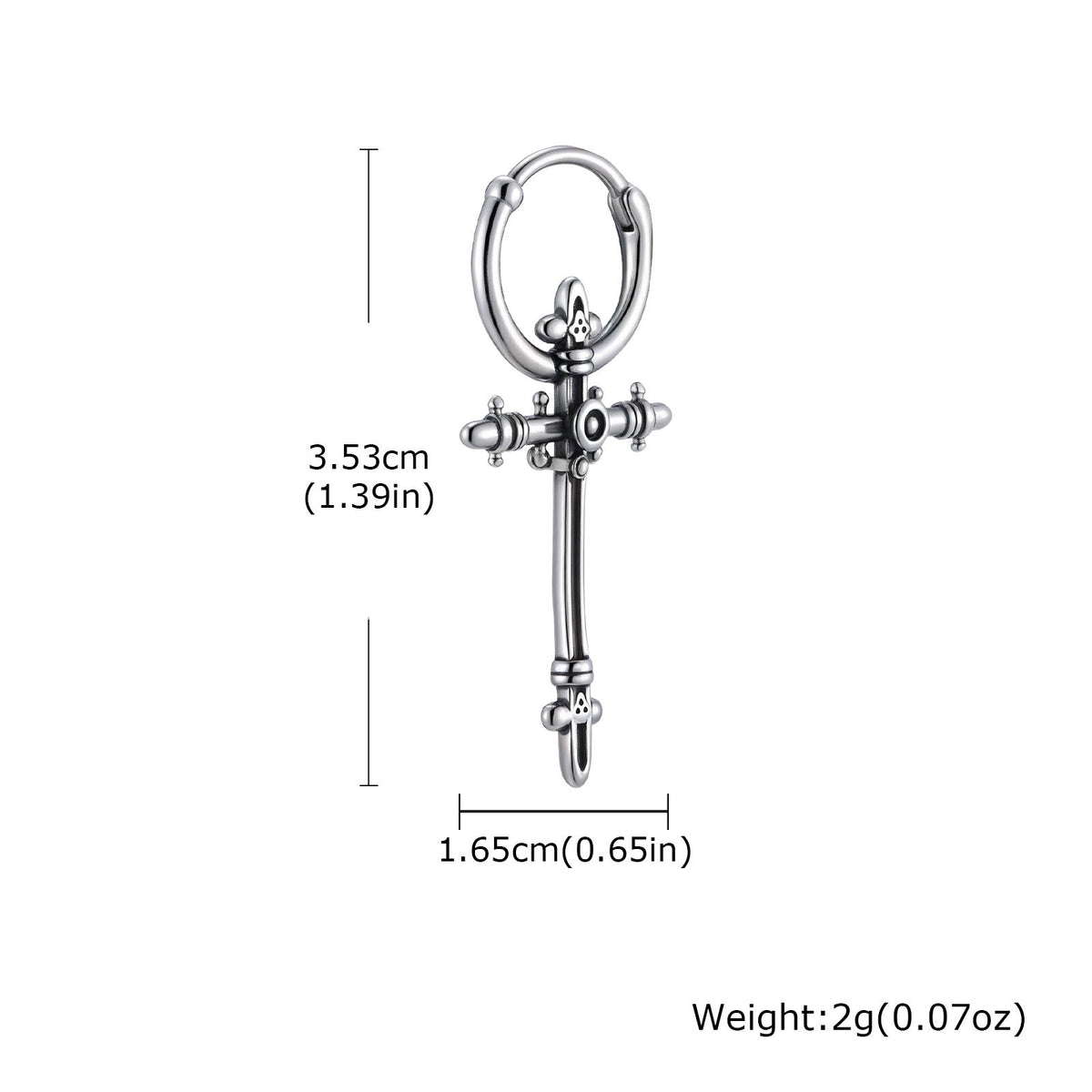 G관 - 스테인리스 스틸 십자가 펜던트 링 귀걸이 [ED-966] 25.12-1