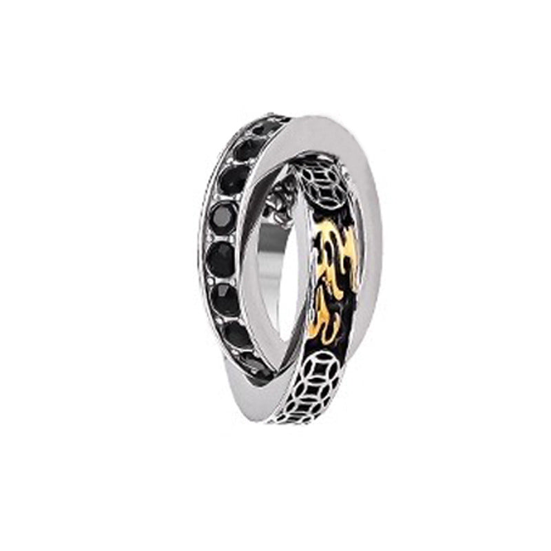 G관 - 이중 링 큐빅 디자인 펜던트 남성용 목걸이 [X1210] 25.10-3