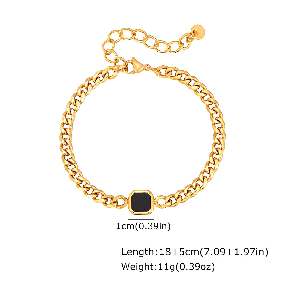 G관 - 스테인리스 스틸 사각 아크릴 펜던트 체인 팔찌 [BR-2662] 25.10-5