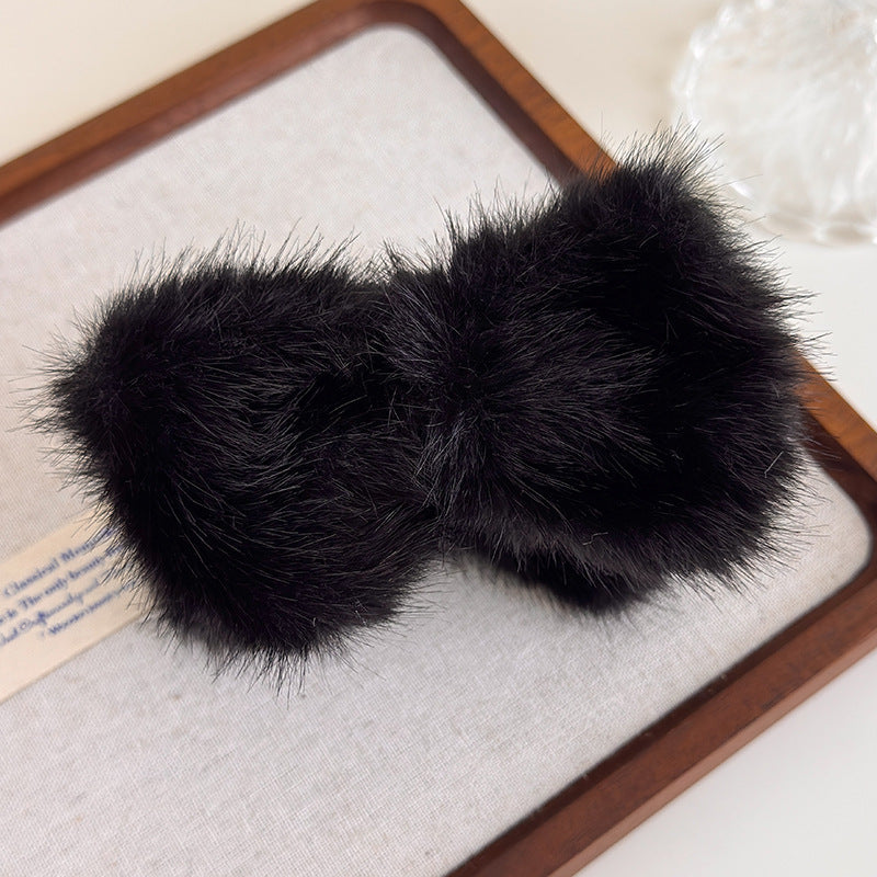 E관 - 퍼 리본 디자인 올림머리 집게핀 [27545] 25.10-1