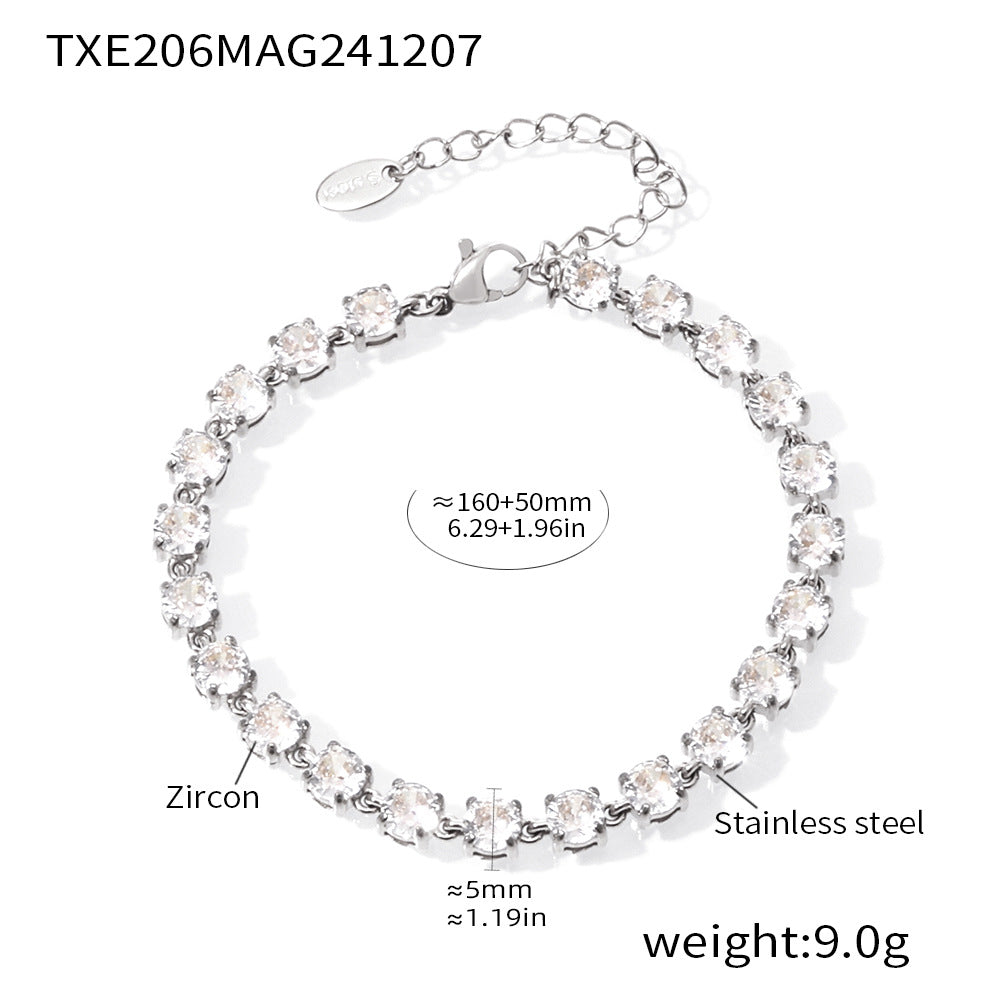 D관 - 18K 골드 도금 스테인리스 스틸 핸드메이드 5mm 컬러 큐빅 목걸이 팔찌 [TXP206-TXE206] 24.12-2