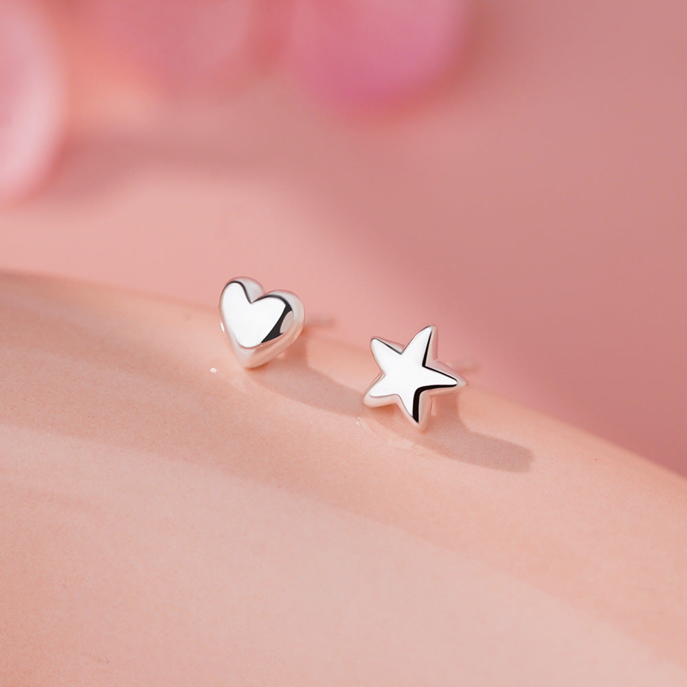 B관 - 999 실버 언밸런스 하트 별 디자인 귀걸이 [YC9001E_1] 25.11-4