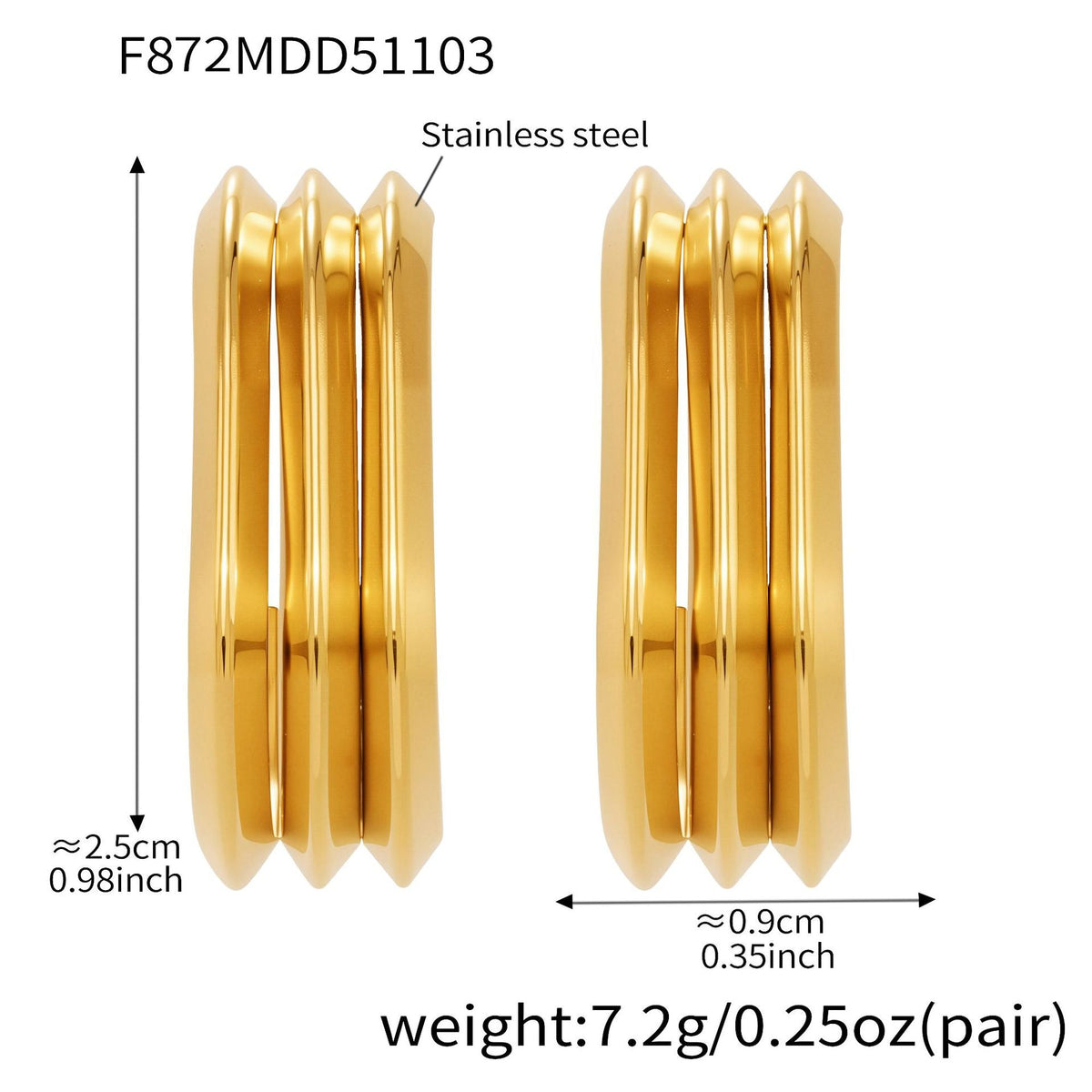 D관 - 스테인리스 18K 도금 레이어 하트 트위스트 귀걸이 [F753] 25.11-1