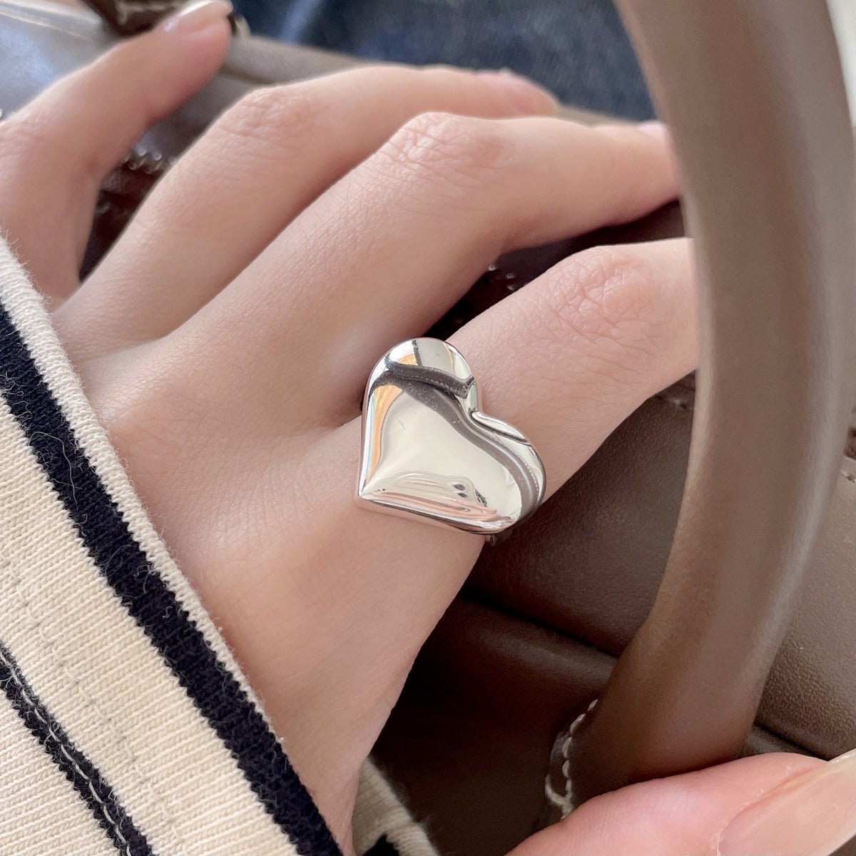 F관 - 925 실버 빅 하트 오픈형 반지 [J1901] 25.12-2