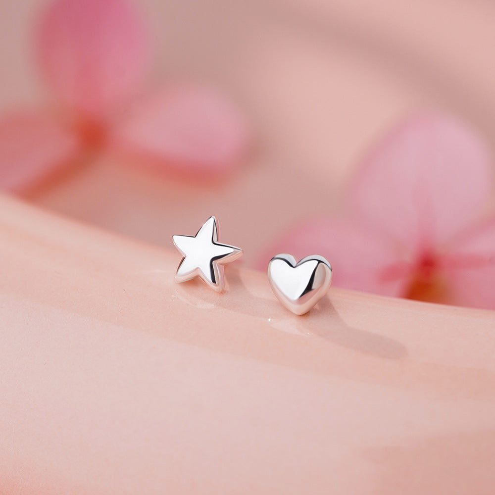 B관 - 999 실버 언밸런스 하트 별 디자인 귀걸이 [YC9001E_1] 25.11-4