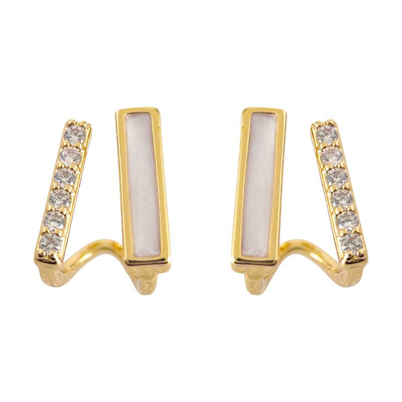 C관 - 큐빅 기하학 라인 14K 도금 모던 심플 귀걸이 [3617] 24.03-1