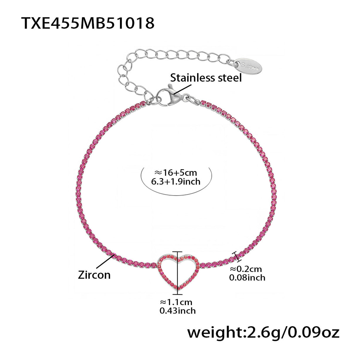 D관 - 스테인리스 스틸 풀큐빅 하트 체인 귀걸이 목걸이 팔찌 [TXP455] 25.10-4