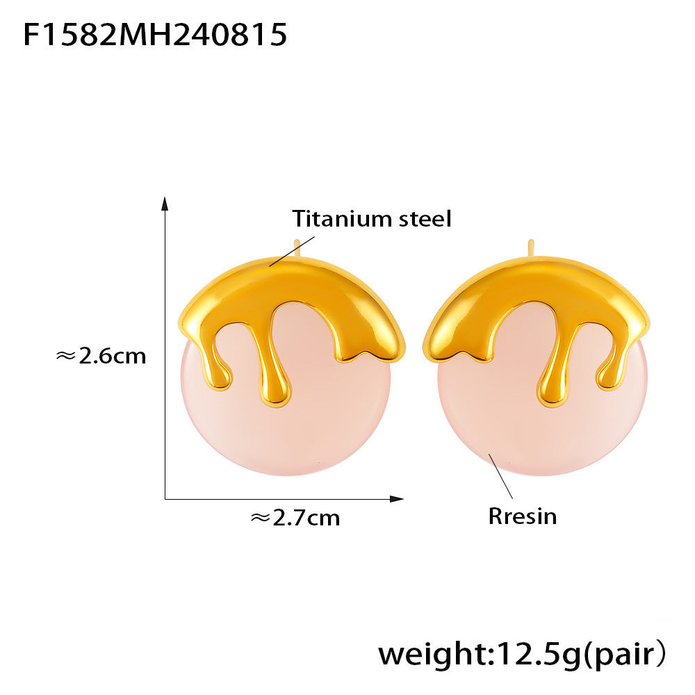 D관 - 스테인리스 스틸 캔디 컬러풀 레진 귀걸이 [F854] 24.12-4