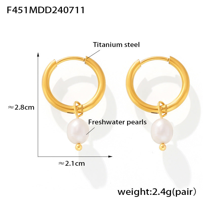 D관 - 심플 링 스테인리스 스틸 18K 도금 귀걸이 [F451] 25.01-1