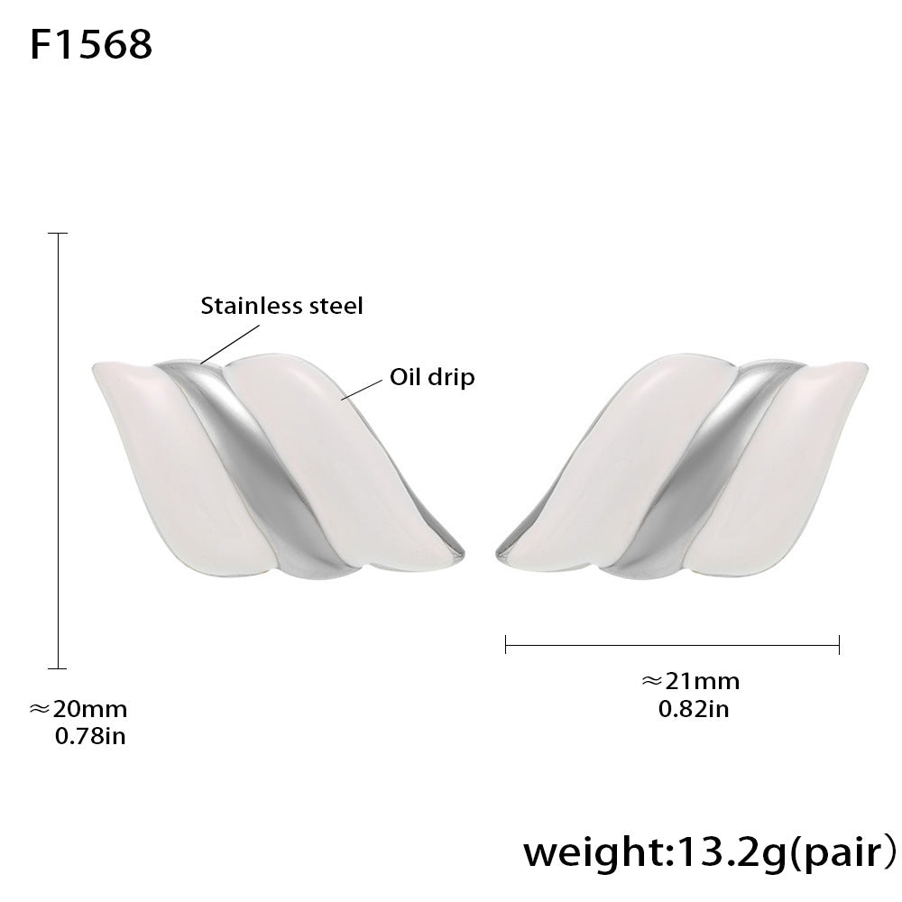 D관 - 날개 오일 코팅 18K 도금 스테인리스 스틸 귀걸이 [F1568-F1070] 25.02-1