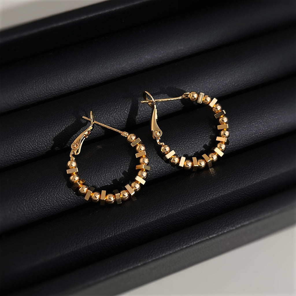 C관 - 14K 도금 텍스처 실버 링 은침 귀걸이 [5737-5738] 25.03-3