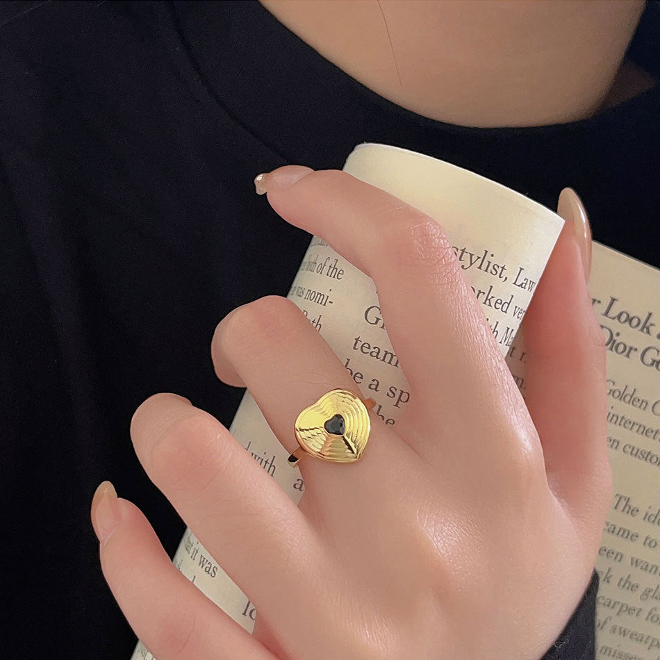 F관 - 925 실버 블랙 하트 오픈형 반지 [J1932] 25.10-2