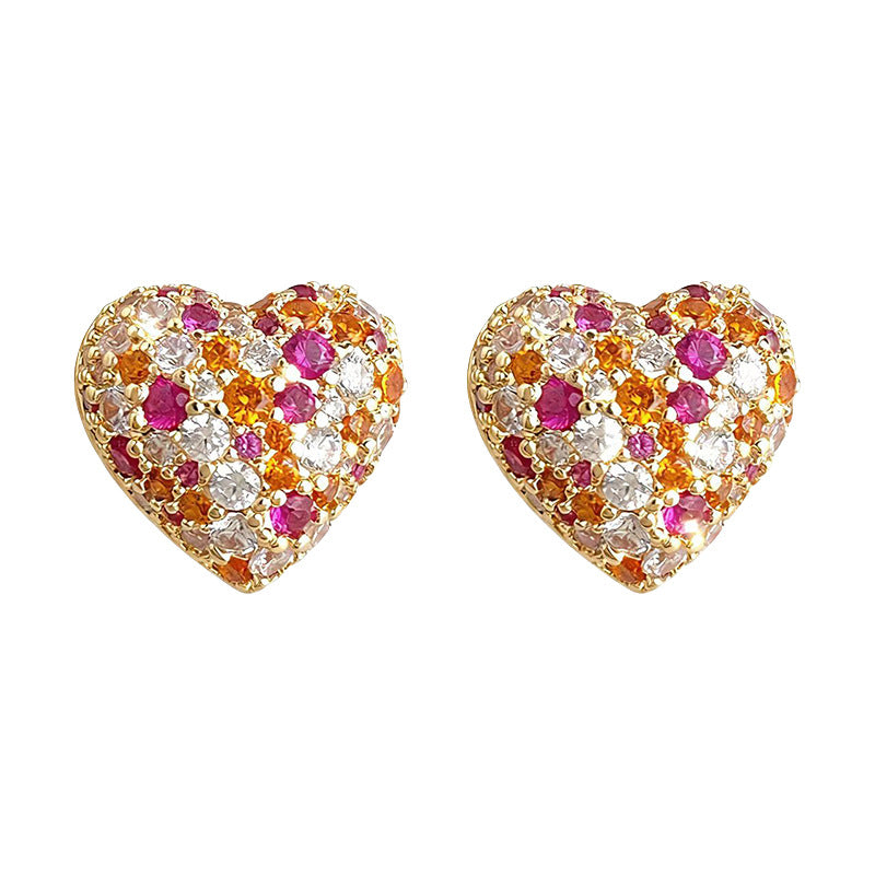 C관 - 컬러 큐빅 하트 모양 925 은침 귀걸이 [7180] 25.12-1