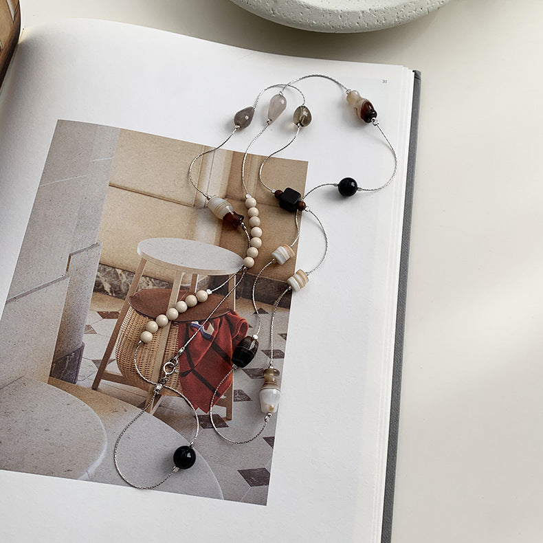 A관 - 925 실버 천연 마노 연수정 비즈 목걸이 [1459-1460] 25.10-3