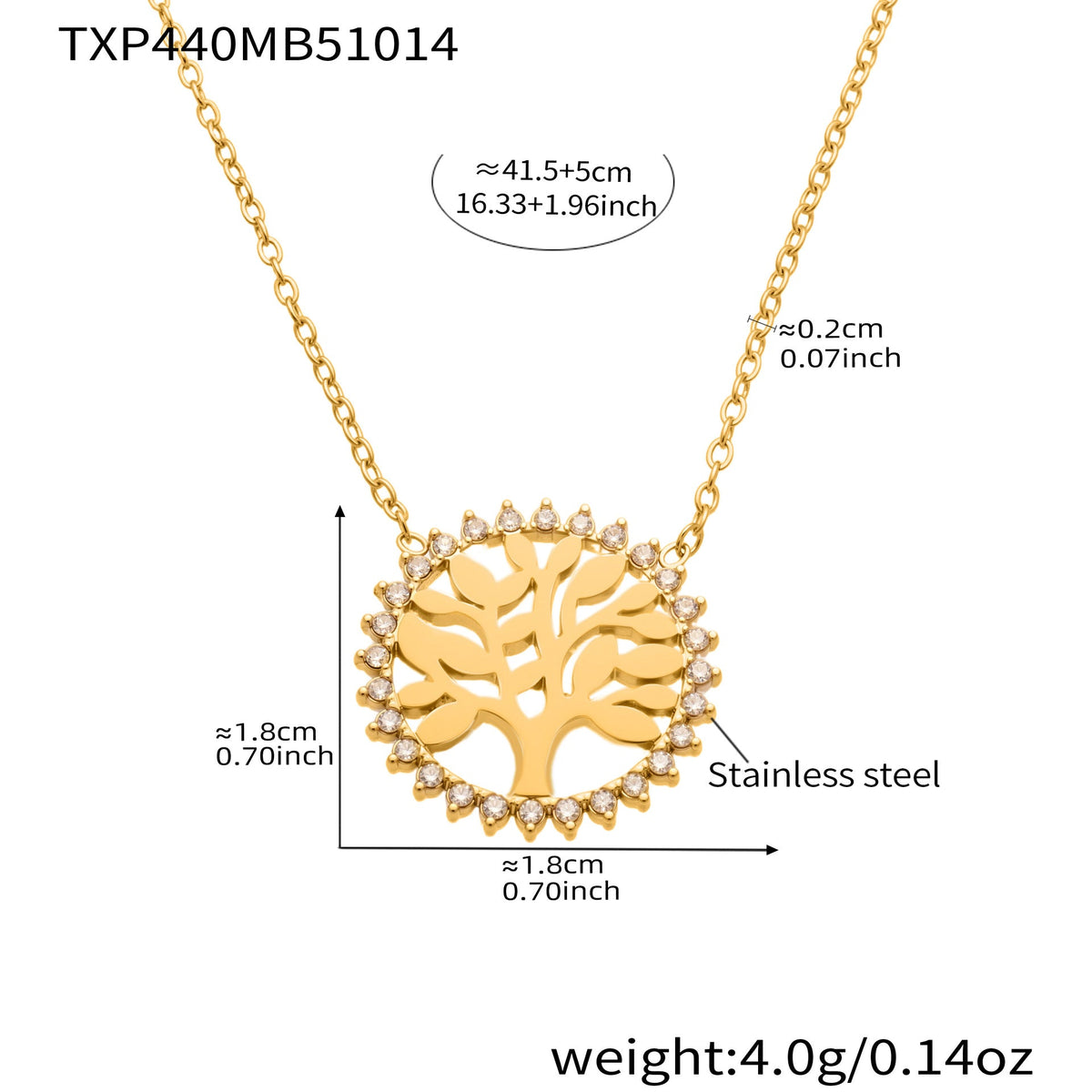 D관 - 스테인리스 스틸 생명나무 큐빅 원형 펜던트 목걸이 팔찌 [TXP440] 25.10-4