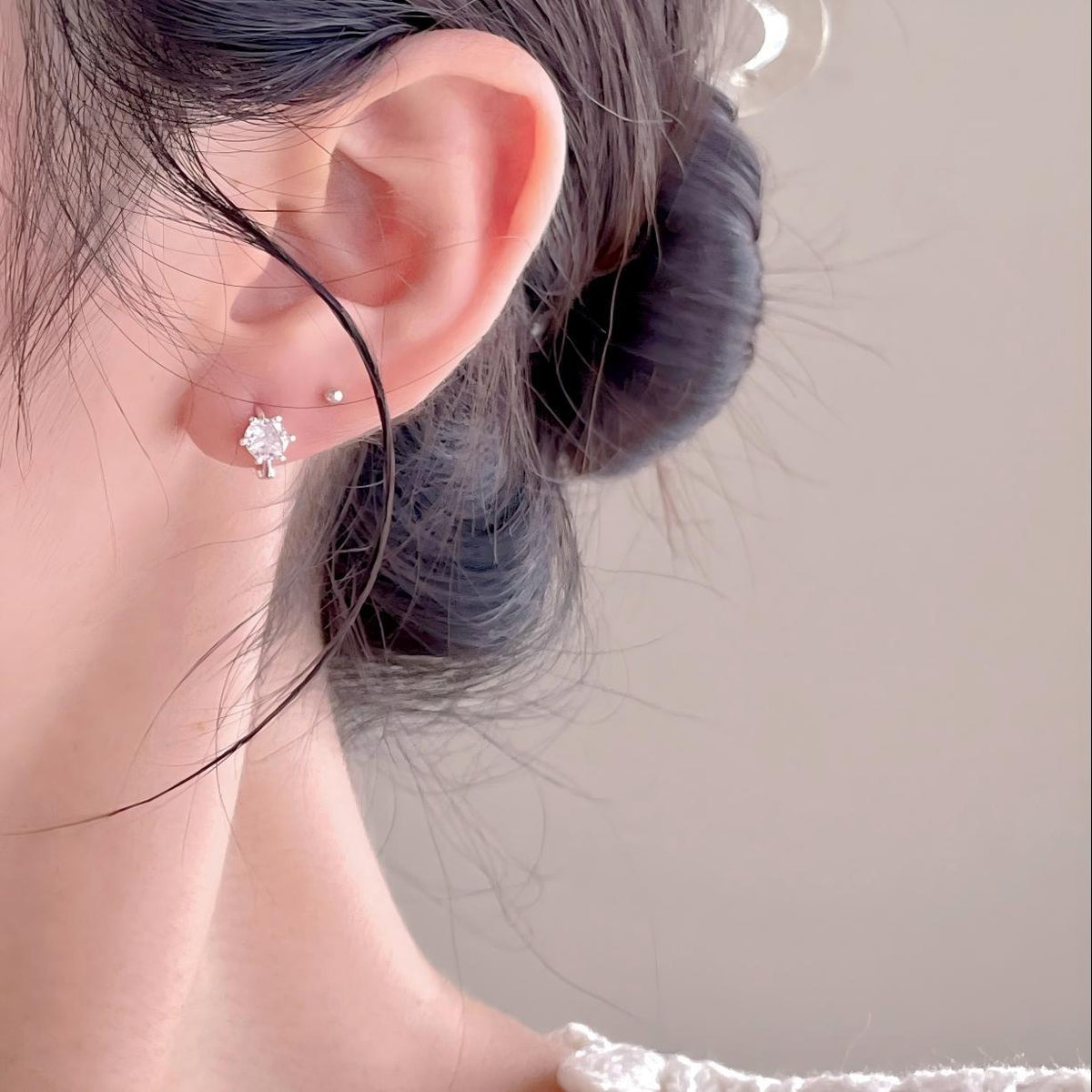 F관 - 925 실버 6프롱 큐빅 귀걸이 [C1420] 25.11-3