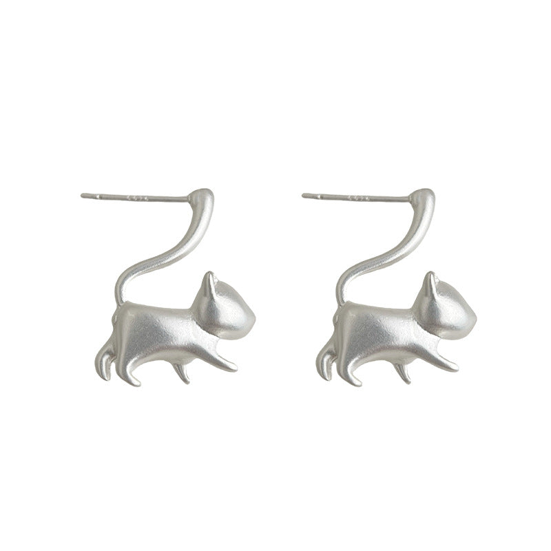 C관 - 무광 925 은침 고양이 귀걸이 [5490] 25.02-1