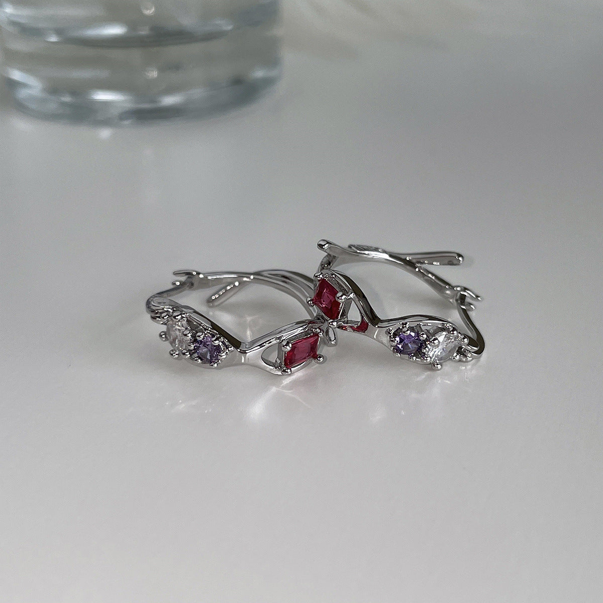 A관 - 925 은침 컬러 큐빅 링 귀걸이 [EH-4027] 25.10-2