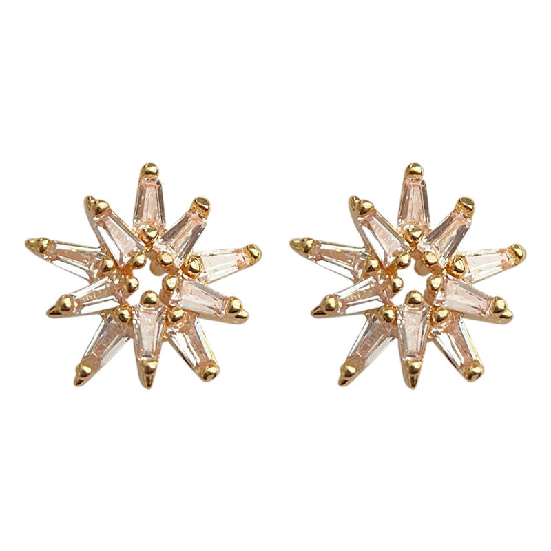 C관 - 미니 큐빅 기하학적 14K 도금 은침 인스타 귀걸이 [3737] 24.04-1