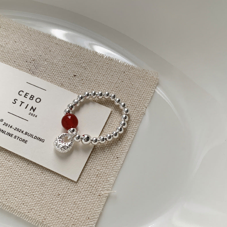 A관 - 미니 펜던트 홍마노 925 실버 비즈 반지 [1520-1527] 25.11-3