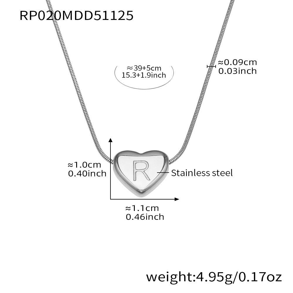 D관 - 스테인리스 스틸 18K 도금 알파벳 하트 펜던트 목걸이 [RP020] 25.12-1