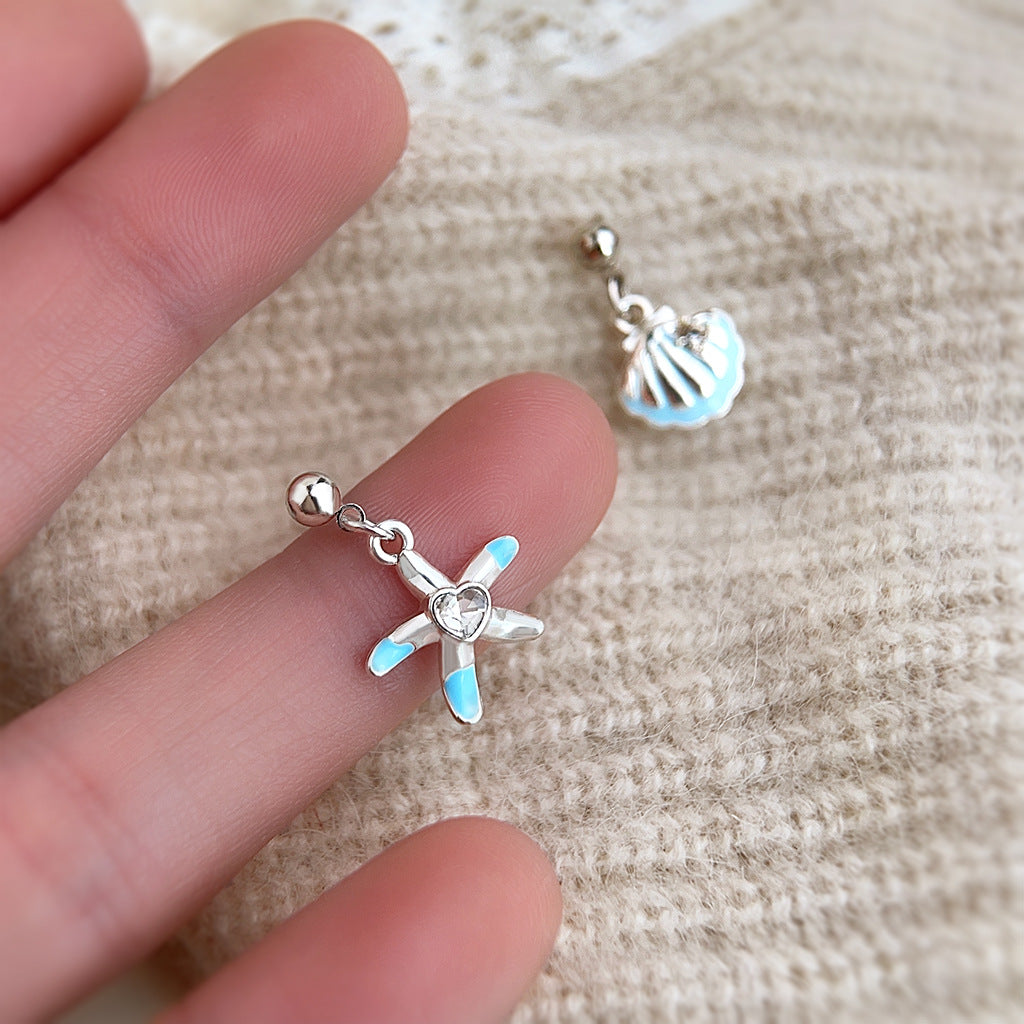 C관 - 언밸런스 조개 불가사리 미니 디자인 은침 귀걸이 [5669-5670] 25.03-1