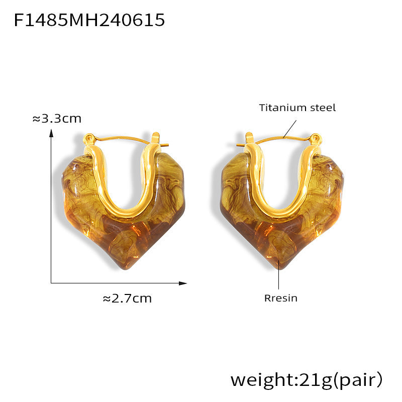 D관 - 스테인리스 스틸 캔디 컬러풀 레진 귀걸이 [F854] 24.12-4