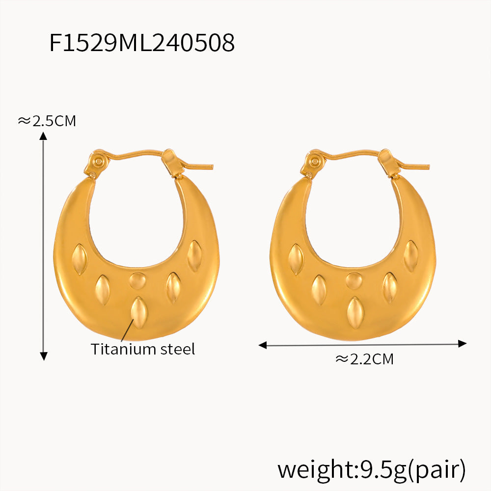 D관 - 티타늄 스틸 레트로 트위스트 디자이너 감성 라운드 귀걸이 [F1529-30] 24.05-3