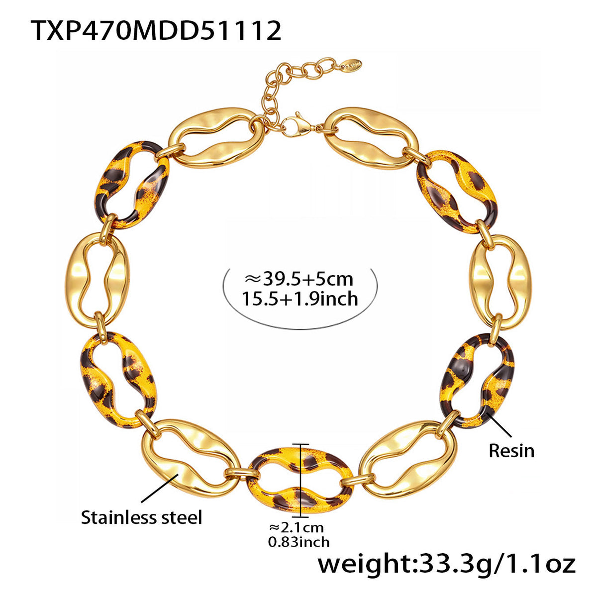 D관 - 레진 타원 체인 디자인 스테인리스 목걸이 팔찌 귀걸이 [TXP470] 25.11-3