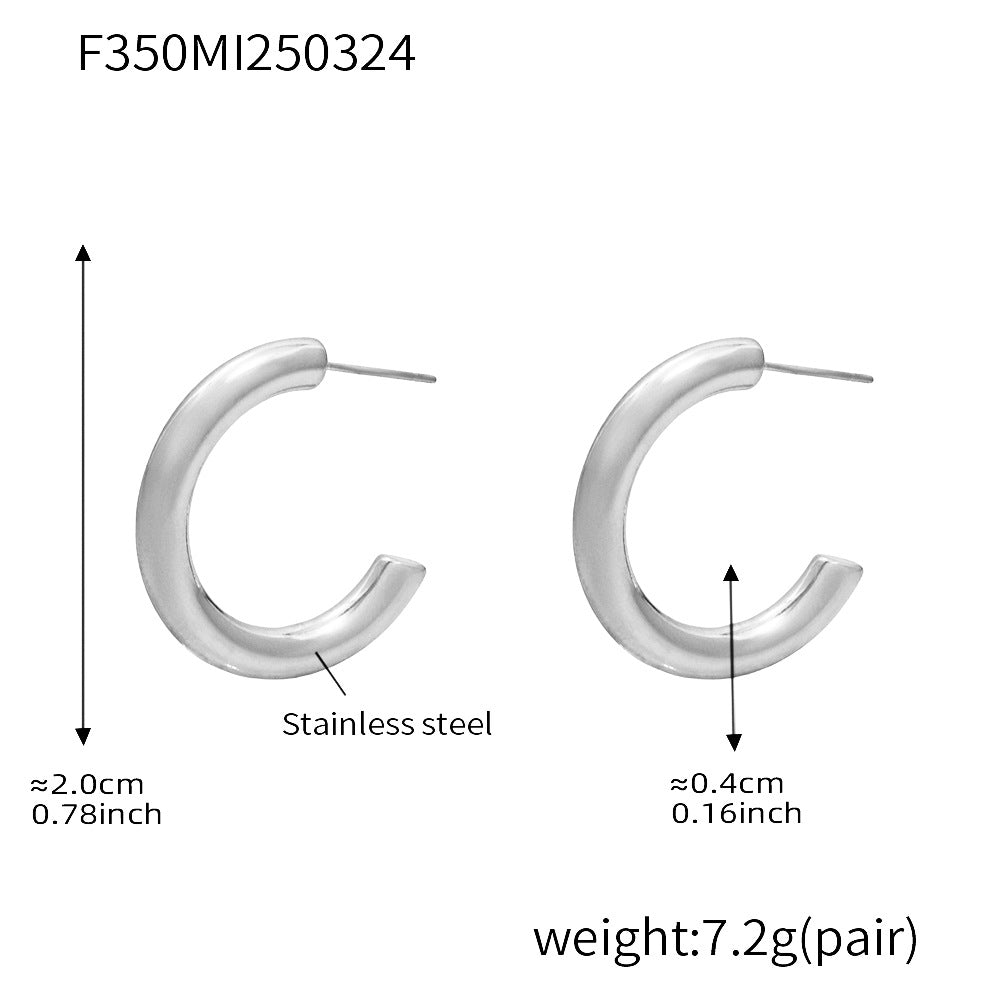D관 - C형 디자인 스테인리스 스틸 18K 도금 귀걸이 [F350] 25.04-1