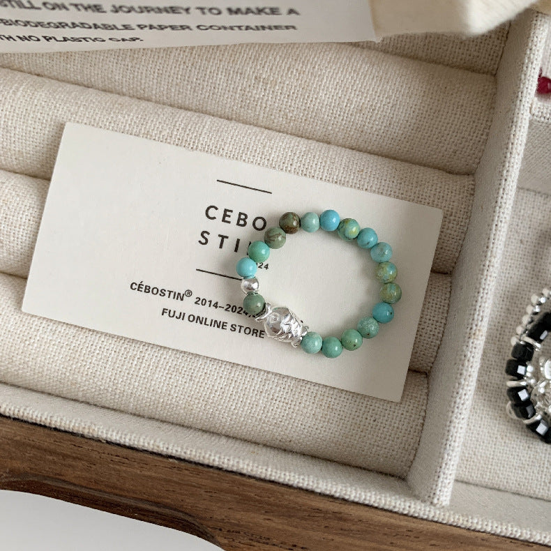 A관 - 플라워 잎사귀 복주머니 말 사과 미니 펜던트 925실버 반지 [RB] 25.11-4