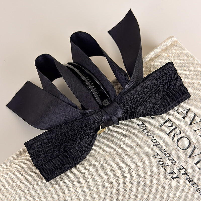 E관 - 레트로 니트 리본 대형 집게핀 [27638] 25.11-1