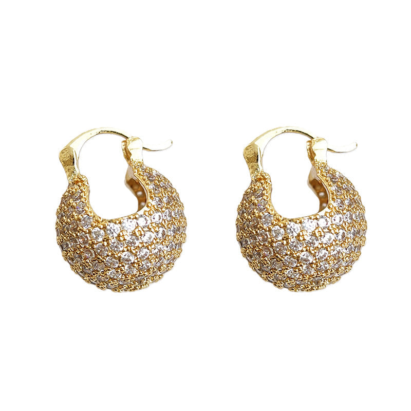 C관 - 18K 골드 도금 풀 큐빅 원형 귀걸이 [7059] 25.11-2