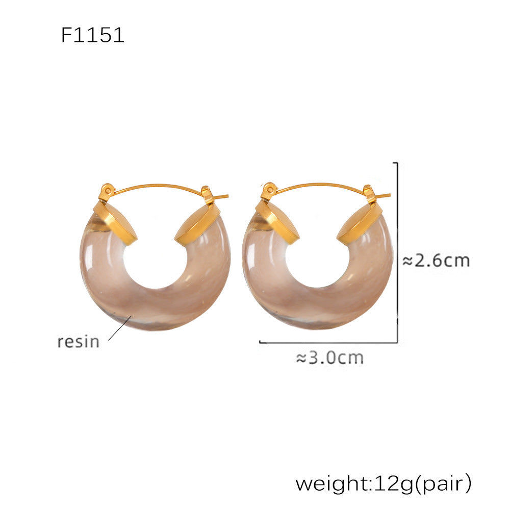 D관 - 스테인리스 스틸 캔디 컬러풀 레진 귀걸이 [F854] 24.12-4