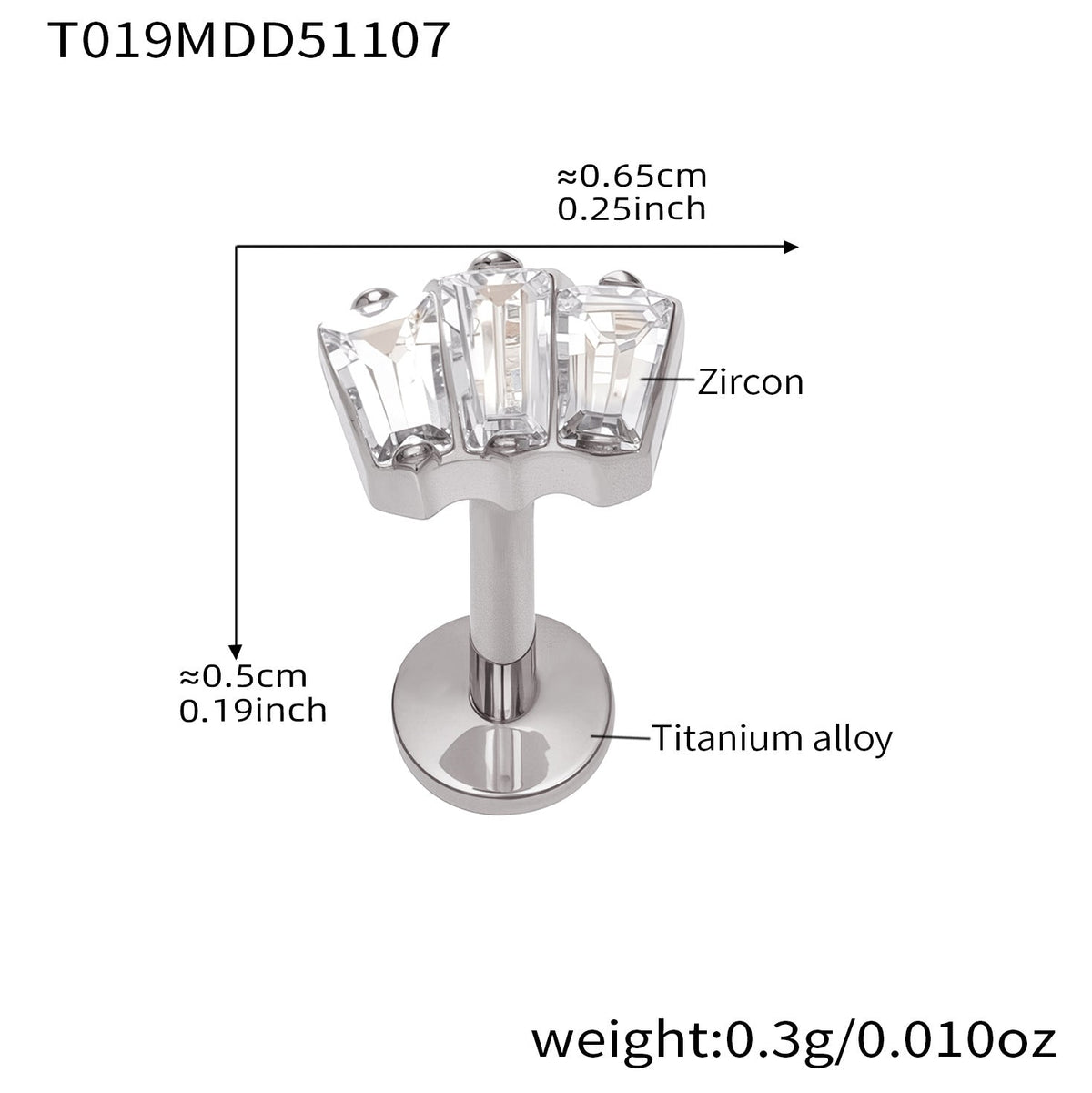 D관 - 티타늄 합금 스틸 입술용 단품 피어싱 [T009] 25.11-2