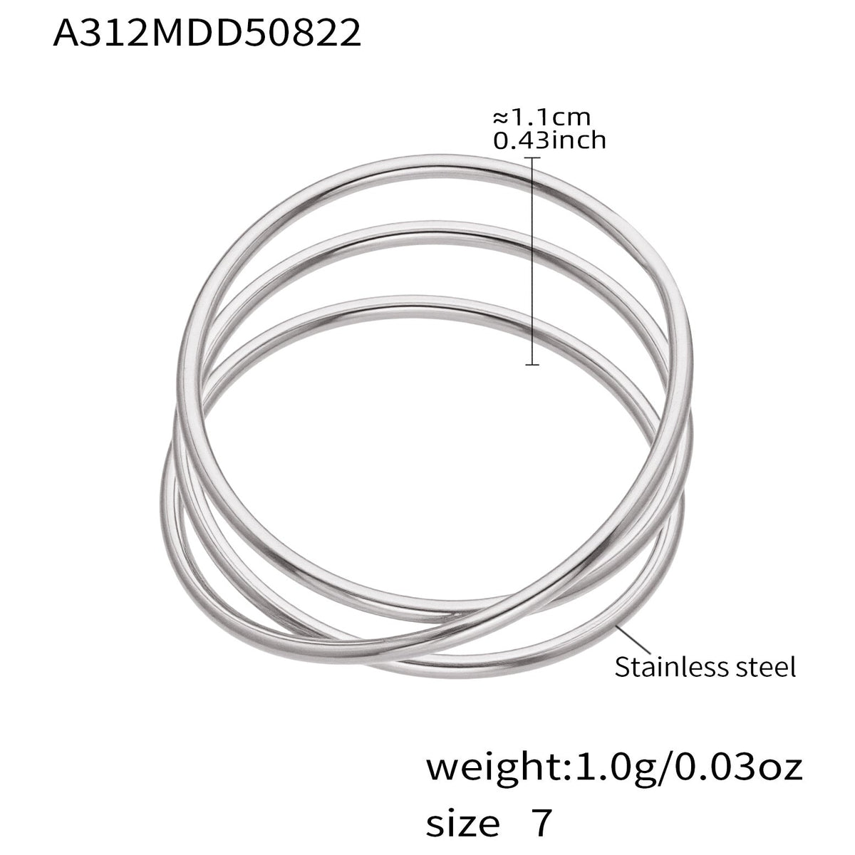 D관 - 큐빅 스테인리스 스틸 18K 골드 도금 반지 [A309-A312-A313] 25.09-4