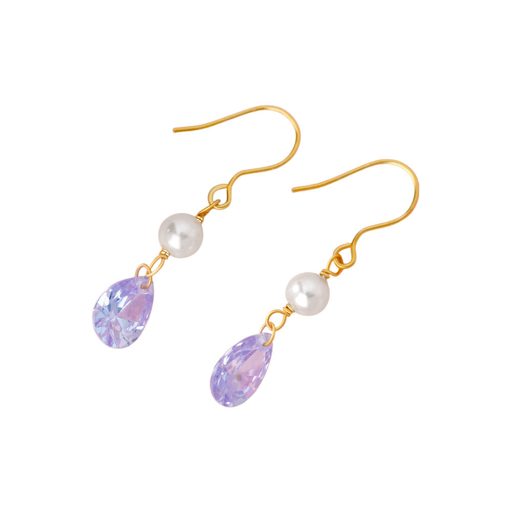 B관 - 925 실버 큐빅 진주 드롭 후크 귀걸이 [YC9337E_1] 25.12-1