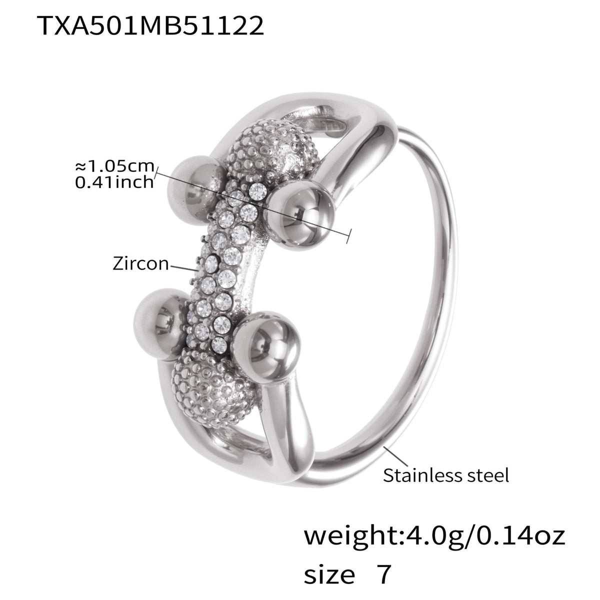 D관 - 스테인리스 스틸 말발굽 모양 큐빅 펜던트 18K 도금 귀걸이 반지 팔찌 목걸이 [TXP501] 25.11-4