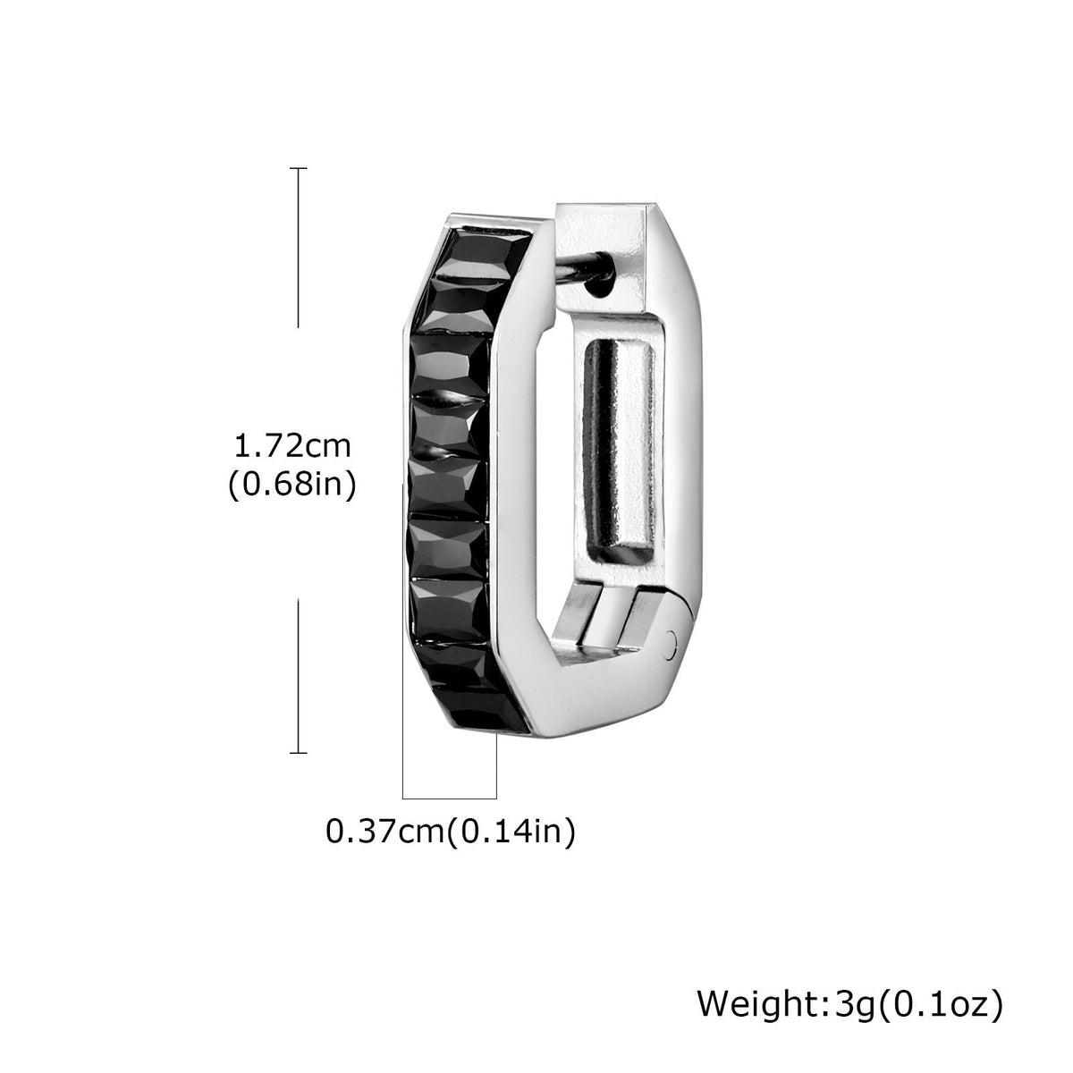 G관 - 스테인리스 스틸 블랙 큐빅 8각형 귀걸이 [EH-802] 25.12-1