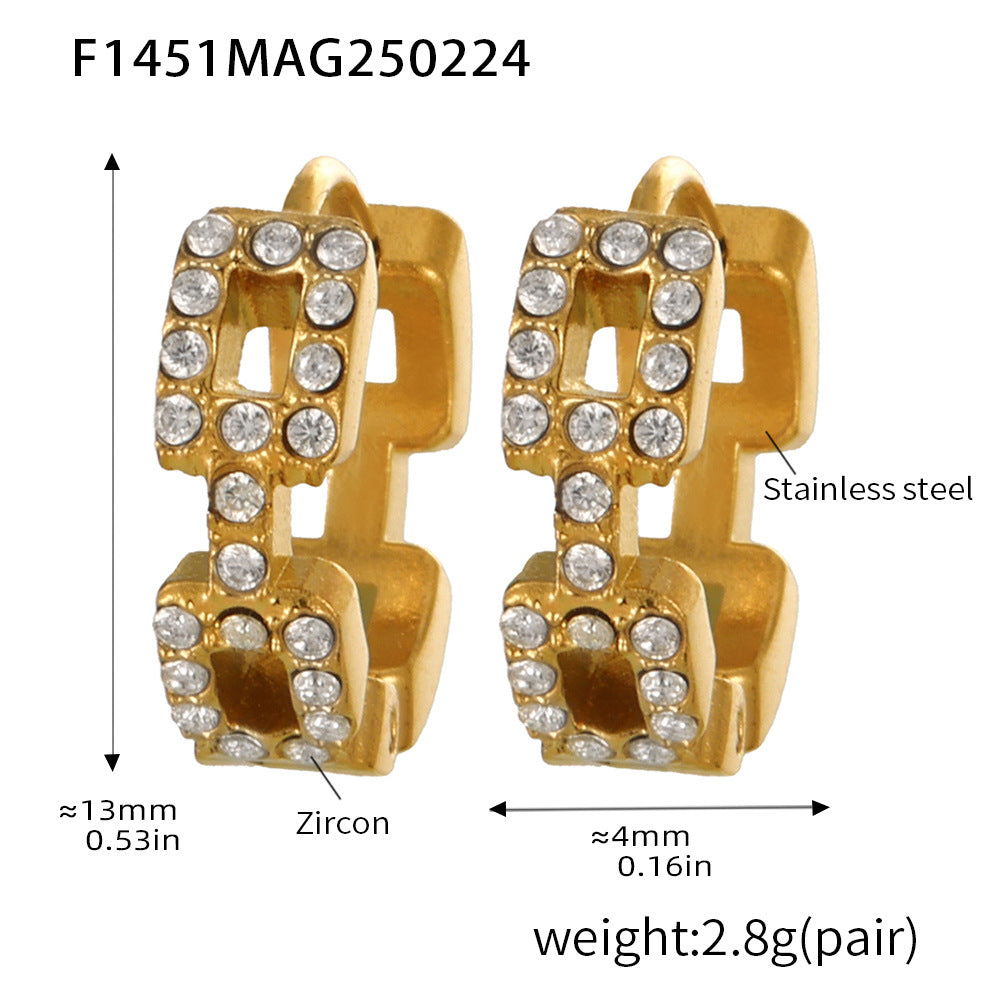 D관 - 큐빅 진주 스테인리스 스틸 18K 도금 귀걸이 [F1449-F1450-F1451] 25.02-3
