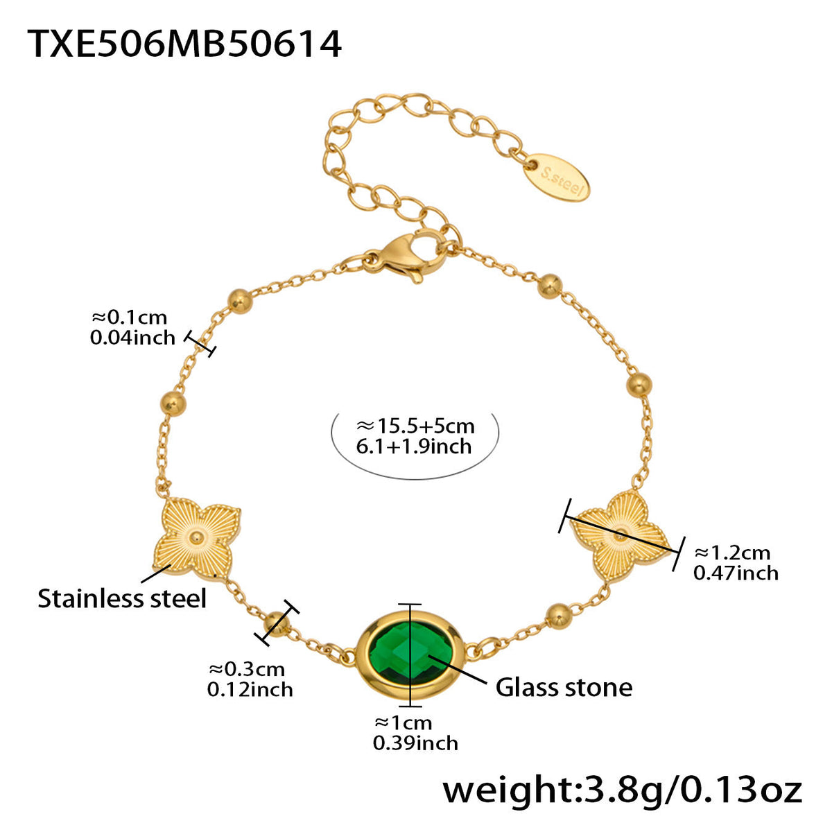 D관 - 스테인리스 스틸 타원형 컷팅 글라스 스톤 18K도금 목걸이 팔찌 귀걸이 [TXP506] 25.12-1
