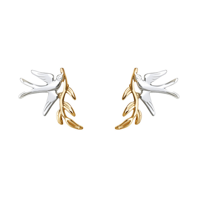 C관 - 투톤 디자인 925 은침 제비 디자인 귀걸이 [5695] 25.03-3