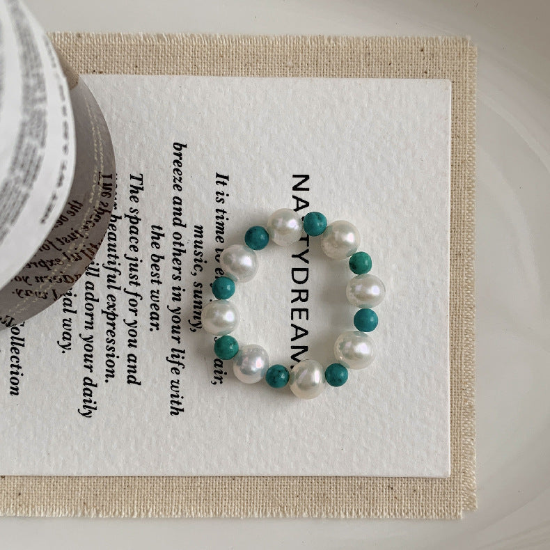 A관 - 아게이트 칼세도니 담수진주 비즈 925실버 반지 [RA] 25.11-4