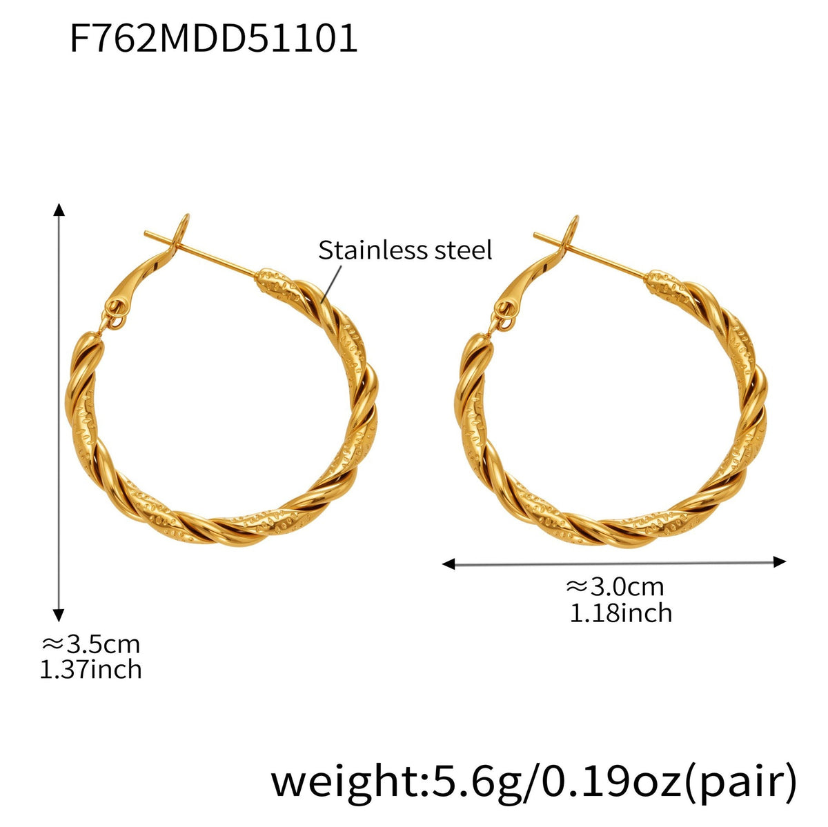 D관 - 스테인리스 18K 도금 레이어 하트 트위스트 귀걸이 [F753] 25.11-1