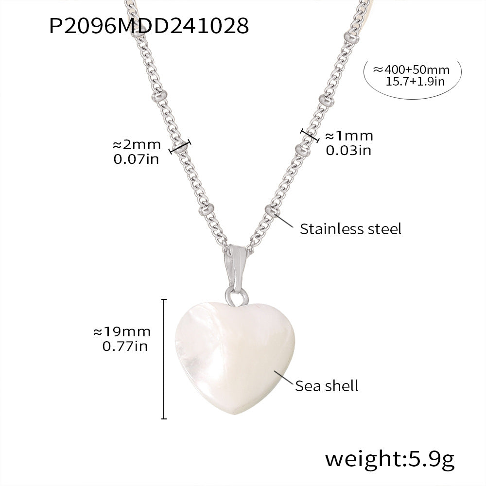 D관 - 프렌치 캐주얼 럭셔리 하트 쉘 펜던트 스테인리스 스틸 18K 도금 목걸이 [P2096] 24.11-1