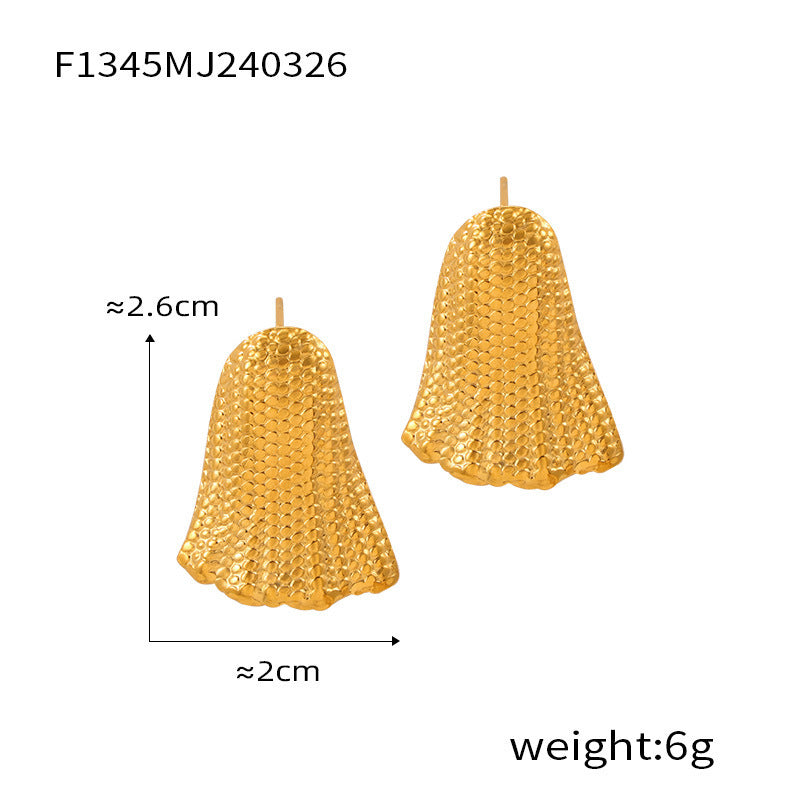 D관 - 레트로 소라 기하학적 티타늄 스틸 골드 도금 유니크 엘레강스 귀걸이 [F1338-40-F1345] 24.04-1