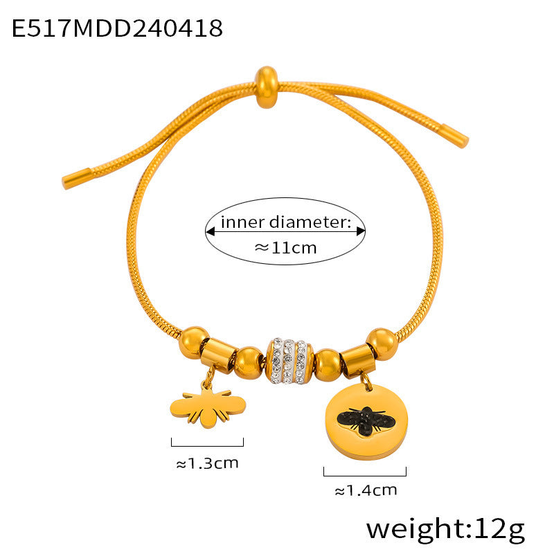 D관 - 빈티지 레트로 큐빅 장식 기하학 패턴 티타늄 스틸 도금 팔찌 [E514-21] 24.04-4